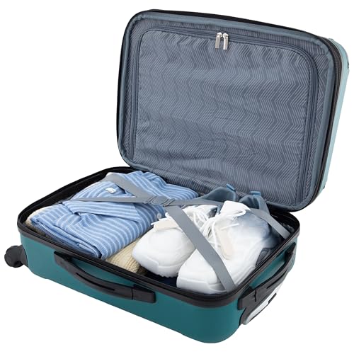 Travelers Club Chicago Hardside Expandable Spinner Luggage, Teal, 22 Carry-On